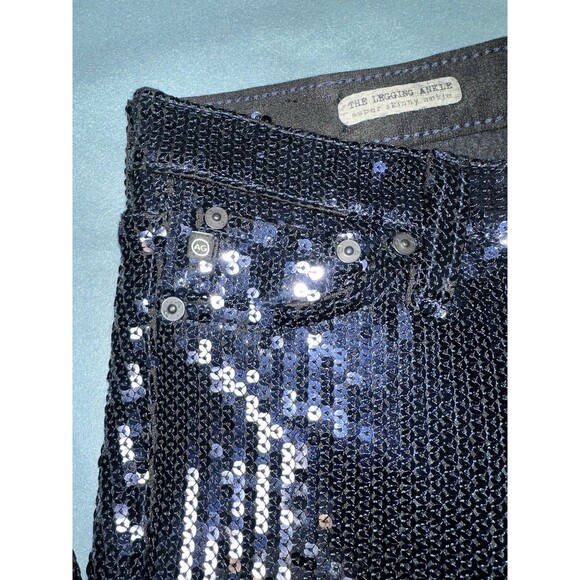 AG Adriano Goldschmied Navy Sequin Ankle Leggings Pants Jeans Size 25 - Picture 9 of 11